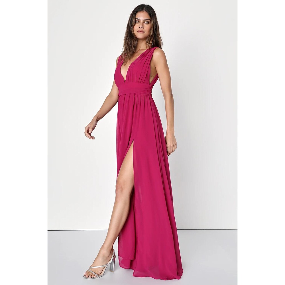 Lulus Heavenly Hues Magenta Pink Maxi Dress Size Medium